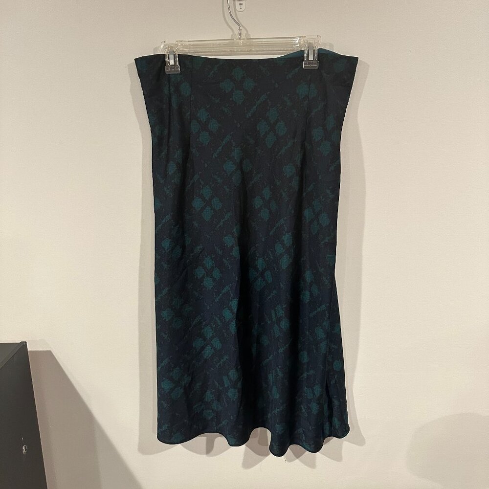 J. Crew Navy / Green Tartan Midi Slip Skirt Size Large